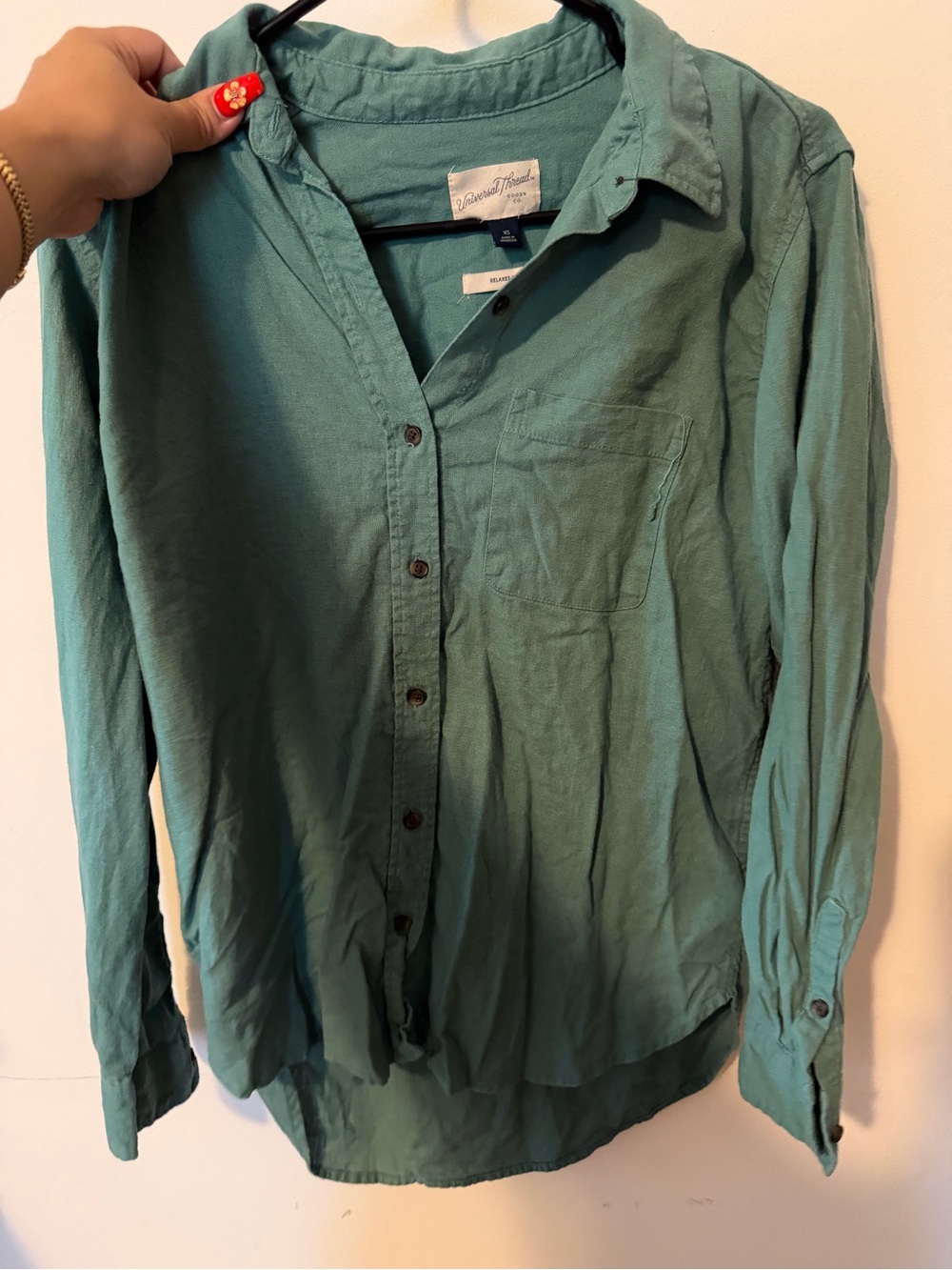 Universal Thread Teal Long-Sleeve Button-Down Shirt